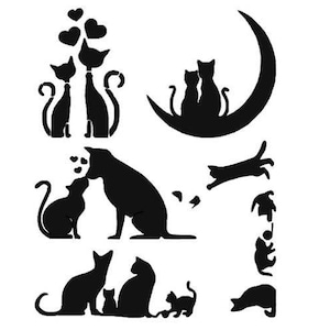 Stencils Crafts Templates Scrapbooing Card Making Fabric Painting CATS STENCIL No. 2b - A4 Mylar