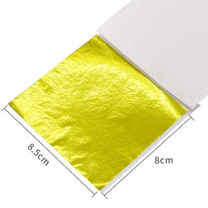 DORATURA - Foglia di metallo (GIALLO) Foglia d'oro 8,5 x 8 cm - 10 fogli singoli per artigianato artistico (non commestibili)