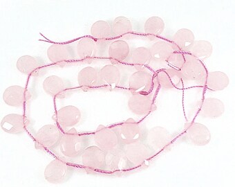 ROSE QUARTZ natural Gemstone BEADS strand - Puffed Faceted Teardrops - 33pcs - 8 x 12mm jewellery jewelry crafts