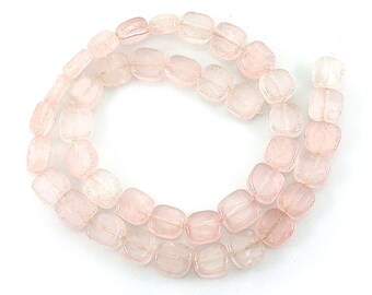 ROSE QUARTZ natural Gemstone BEADS strand - Flat Square 40pcs - 10mm jewellery crafts