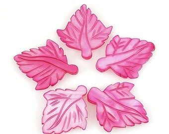 MOP Mother of Pearl LEAF BEADS - Pink - 25 x 30m - 5 pcs - jewellery jewelry crafts