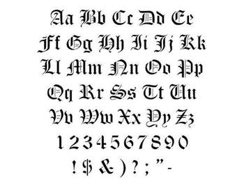Stencils Crafts Templates Scrapbooking Lettering Monogram OLD ENGLISH ALPHABET stencil A4 Mylar
