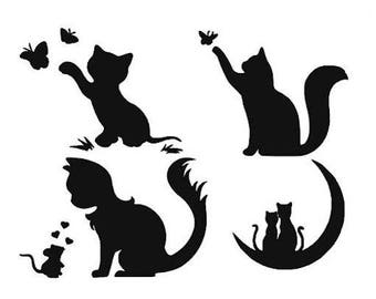 Stencils Crafts Templates Scrapbooking Card Making Fabric Painting CATS STENCIL No. 4b - A4 MYLAR