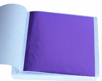 GILDING - Metal Leaf (Purple) Coloured Gold Leaf 9 x 9cm - 10 x single sheets for arts crafts (not edible)
