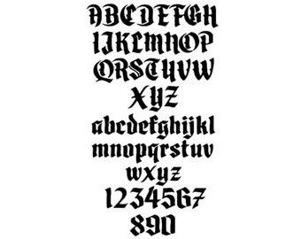 STENCILS Crafts Templates Scrapbooking  Card Making Lettering Printing Painting GOTHIC 2 ALPHABET Stencil- A4 Mylar