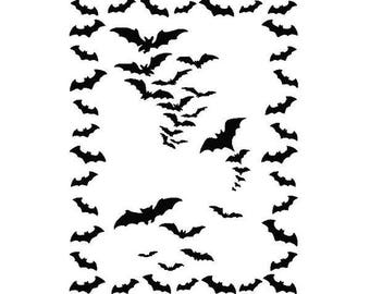 STENCILS Crafts Templates Scrapbooking Card Making Paper Decorating HALLOWEEN BATS Border Stencil - 6b - A4