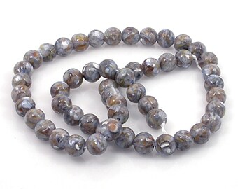 MARINE STONE natural Gemstone BEADS strand - round 52pcs - 8mm jewellery crafts