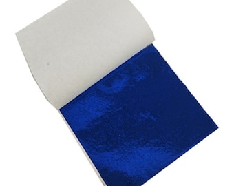 GILDING - Metal Leaf (Blue) Coloured Gold Leaf 9 x 9cm - 10 x single sheets for arts crafts (not edible)