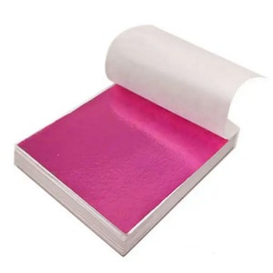 DORADO - Hoja de metal (rosa intenso) Hoja de oro coloreada 9 x 9 cm - 10 hojas sueltas para manualidades (no comestibles)