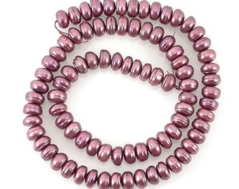 FRESHWATER PEARLS - Dusty Rose Pink -  Button -  16 inch strand - 6 to 7mm - 86pcs  - jewellery jewelry