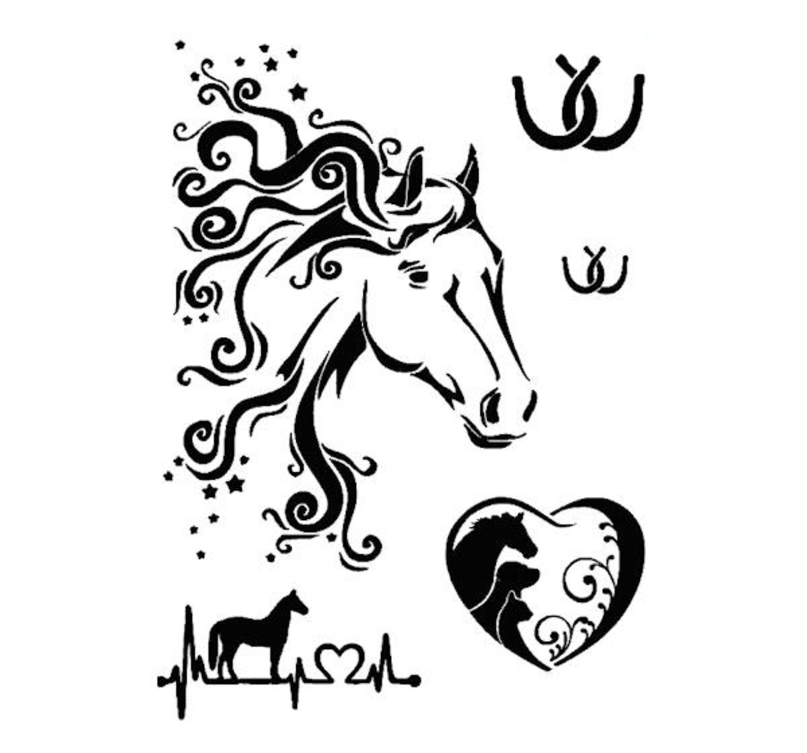 Stencils &amp; Crafts Template HORSE HEAD Multi STENCIL - 175 A4 127 Micron ...