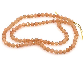 RED AVENTURINE  natural Gemstone BEADS 14.5" strand - Faceted Round -  90pcs - 4mm jewellery crafts