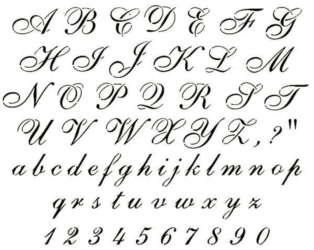  INK SCRIPT Alphabet Stencil 1 Inch Fancy Pen Writing Font Set  Letters Sheet S583 : Handmade Products