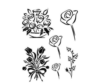 Stencils Crafts Templates Scrapbooking FLORAL COLLECTION 9 STENCIL - 1 A4 Mylar