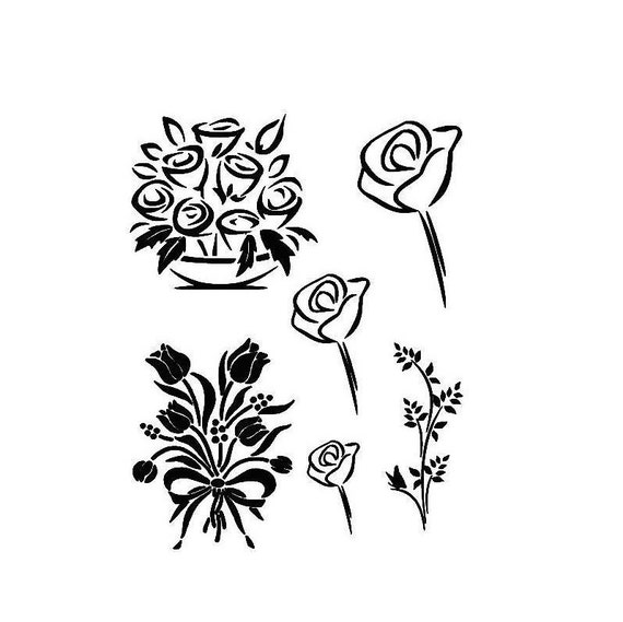 STENCILS CRAFTS TEMPLATES SCRAPBOOKING FLORAL STENCIL 5 A4 MYLAR