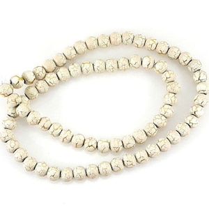 DESERT SUN Glass -  16 inch strand - Round BEADS- Off White Gold - 6mm - 84 pcs - jewellery jewelry crafts