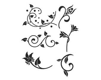 Stencils Craft Templates Scrapbooking Card Making Tile & Fabric Painting FLORAL COLLECTION 1 STENCILS - A4 5mm Mylar
