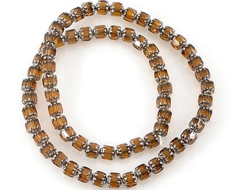 CATHEDRAL BEADS Czech  glass 16 inch strand - TOPAZ - 6mm - 66 pcs - jewellery jewelry crafts