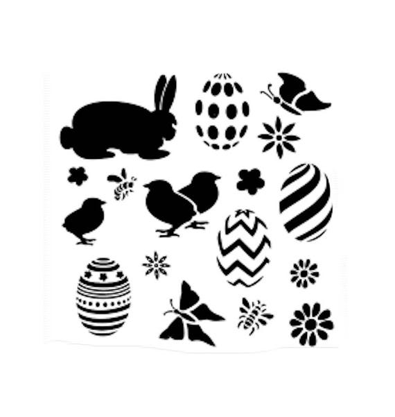 STENCILS & Crafts Card Making Fabric Painting Home Decorating EASTER  STENCIL A4 127 Micron Mylar 5mm 