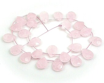 ROSE QUARTZ natural Gemstone BEADS strand - Puffed Faceted Teardrop -  25pcs - 12 x 16mm jewellery jewelry crafts