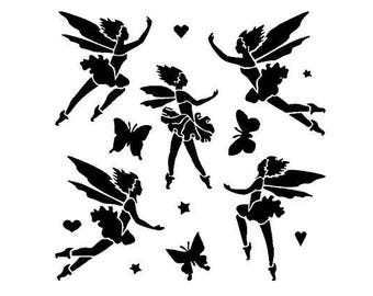 Stencils Crafts Templates Scrapbooking Card Making Painting FAIRIES 07 STENCIL - A4 Mylar