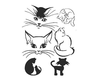 Stencils Crafts Templates Scrapbooking Card Making CATS COLLECTION 5 STENCIL - 1 A4 Mylar