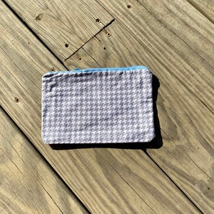 Gray Houndstooth Patterned Zipper Bag Gray Polka Dot bag Small item Storage bag Accessory Case Pencil Pouch image 3