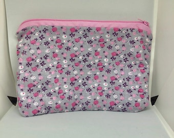 Purple Pink Flower Zip Bag | Makeup Bag | Cosmetic Bag | Pencil Pouch | Back to School Zip Bag | Gift for Her | Gift | Small Item Storage