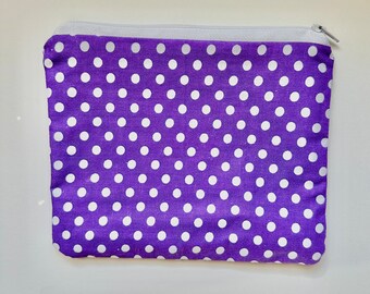 Purple Polkadot Zipper Pouch | Small item Storage | Zipper Bag | Cosmetic Bag | Coin Purse | Accessory Case | Makeup Bag | Penci Case