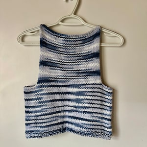 Knitted Tank Top | Knitted Shirt | Knitwear | Womens Clothing | Gift for Women | Striped Tank | Blue Striped Knitted Top | Knit Fashion
