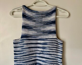 Knitted Tank Top | Knitted Shirt | Knitwear | Womens Clothing | Gift for Women | Striped Tank | Blue Striped Knitted Top | Knit Fashion
