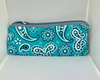 Blue Paisley Zipper Pouch | Small item Storage | Zipper Bag | Cosmetic Bag | Coin Purse | Accessory Case | Makeup Bag | Back to School