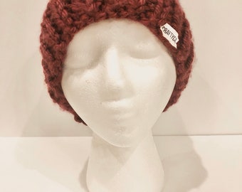 Maroon Knitted Winter Beanie | Soft Knit Hat | Slouchy Knitted Hat | Adult Winter Hat | Adult Hair Accessory | Slouchy Knit Beanie