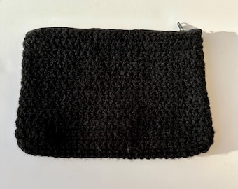 Crochet Zipper Bag | Black Zipper Bag | Small IItem Storage | Unique Zipper Pouch | Cosmetic Bag | Toiletry Case | Pencil Bag