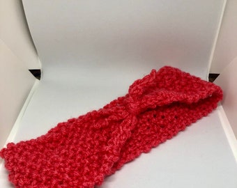 Coral Knitted Tied Headband | Tied Headwrap | Earwarmers | Hair Accessory | Gift for Her | Headband | Summer Headband