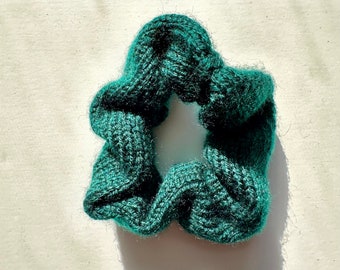 Teal Green Scrunchie | Knit Hair Tie | gift for girl | Knit scrunchie |  Unique Ponytail Holder | Gift for Teen | Hair Accessories