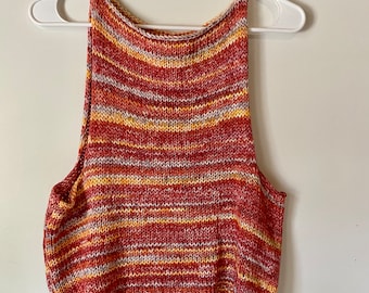 Knitted Tank Top | Knitted Shirt | Knitwear | Womens Clothing | Gift for Women | Striped Tank | Pink Striped Knitted Top | Knit Fashion