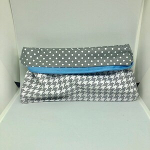 Gray Houndstooth Patterned Zipper Bag Gray Polka Dot bag Small item Storage bag Accessory Case Pencil Pouch image 2