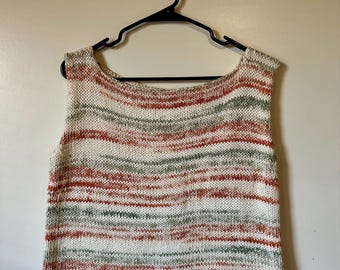 Knitted Tank Top | Knitted Shirt | Knitwear | Womens Clothing | Gift for Women | Striped Tank | Pink Striped Knitted Top | Knit Fashion