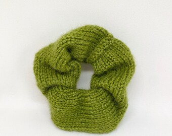 Army Green Scrunchie | Knit Hair Tie | Green scrunchie | gift for girl | Spring Hair Accessory |   Unique Knitted Scrunchie | Gift for Teen