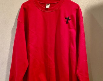 Cross Sweatshirt | Adult Customized Sweatshirt | Vintage Sweatshirt | Custom Sweatshirt | Embroidered Sweatshirt | Faith Baded Apparel