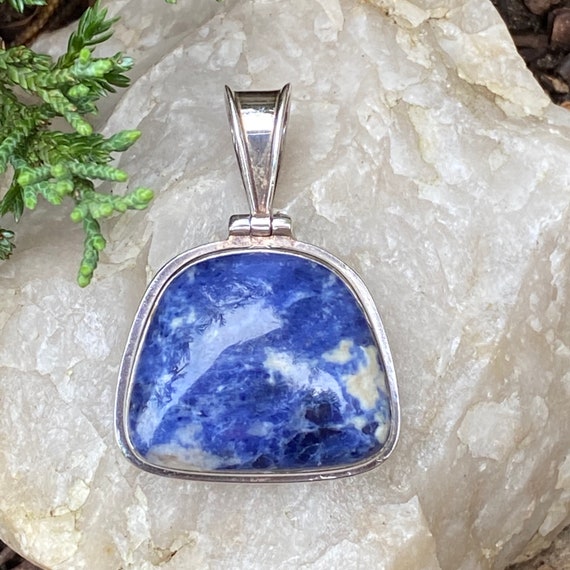 S0742. Natural Sodalite Pendant on Sterling Silve… - image 3