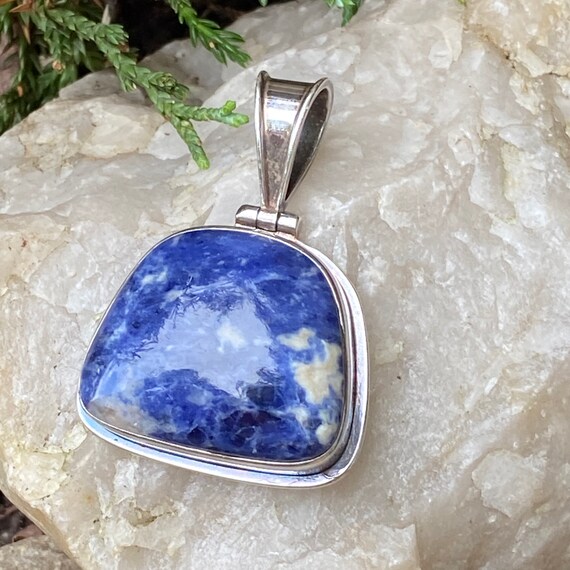 S0742. Natural Sodalite Pendant on Sterling Silve… - image 2