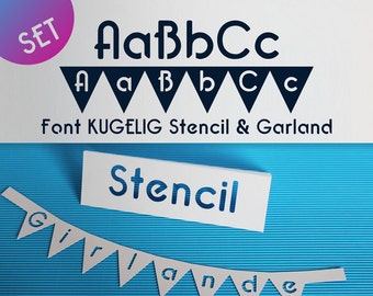 Set Stencil + Garland Font for Cutting Machines "KUGELIG Stencil + Garland" [private licence]