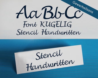 Plotter-Schriftart „KUGELIG Stencil Handwritten“ ohne geschlossene Flächen für Plottermotive und Schablonen [Lizenz für gewerbliche Nutzung]