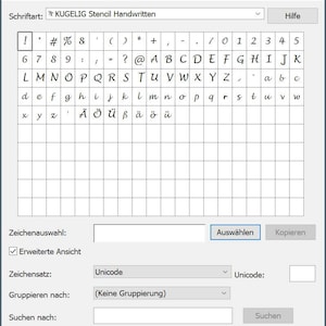 Plotter-Schriftart KUGELIG Stencil Handwritten ohne geschlossene Flächen für Plottermotive und Schablonen Lizenz für gewerbliche Nutzung Bild 2