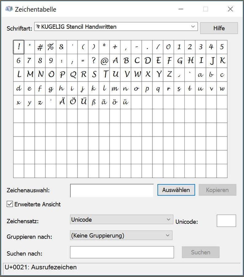 Plotter-Schriftart KUGELIG Stencil Handwritten ohne geschlossene Flächen für Plottermotive und Schablonen Lizenz für gewerbliche Nutzung Bild 2