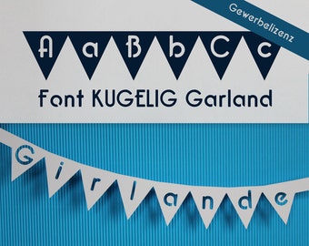 Plotter-Schriftart „KUGELIG Garland“ in Girlandenform für individuelle Plottermotive und Schablonen [Lizenz für gewerbliche Nutzung]