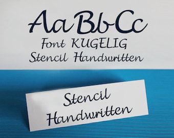 Plotter-Schriftart „KUGELIG Stencil Handwritten“ ohne geschlossene Flächen für individuelle Plottermotive und Schablonen