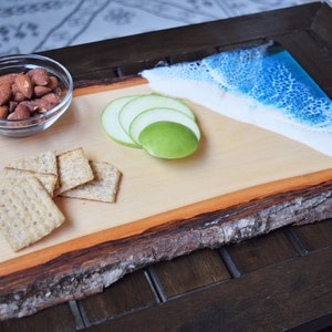 Resin Ocean Charcuterie Board, Wooden Serving Tray, Beach, Coastal Décor, Rustic Décor, Resin Tray, Serving Platter, Serving Tray